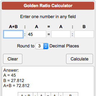 calculatorsoup phi fraction ratios math fractions calculators goldenratio