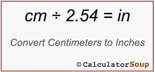 Centimeters to Inches Conversion Size Chart