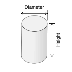 Rounded column with dimensions in diameter and height