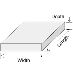 square slab with dimensions in length, width and height