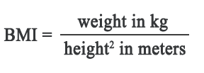 BMI formula in metric units kg and meters