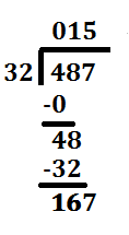 step 9 long division 487 divided by 32