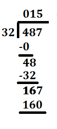 step 10 long division 487 divided by 32