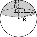 Spherical Cap Diagram with R = radius and  h = height