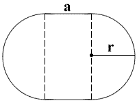 Stadium Geometric Shape with Radius and Side a