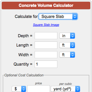 Concrete Calculator Chart