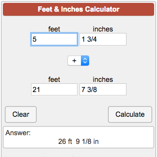 Ft To Inches Conversion Chart