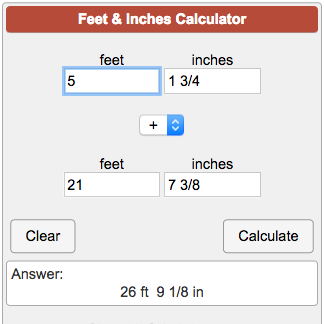 Ft To Inches Chart