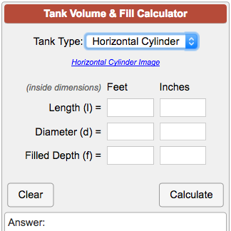 Oil Tank Calibration Chart