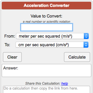 G To Rpm Conversion Chart