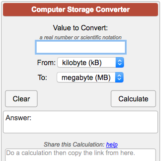Computer Storage Units Conversion Calculator