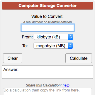 Byte Conversion Chart