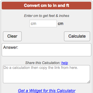 Conversion Chart Inches To Centimeters Calculator