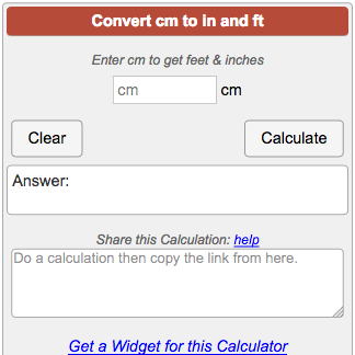 Inches To Cm Conversion Chart