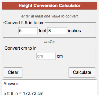 Cm To Feet Conversion Chart