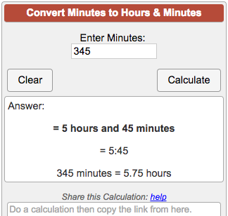 Hours To Minutes Converter Chart