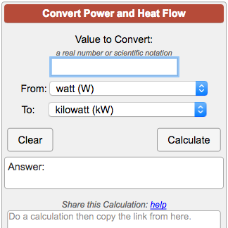 Kw Watt Conversion Chart