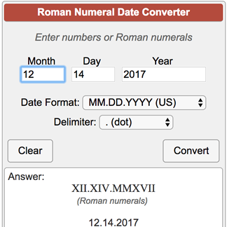 Roman Numerals Chart 2012