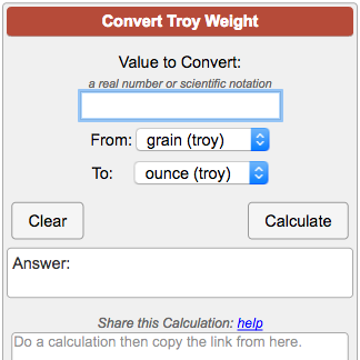 Precious Metal Weight Conversion Chart