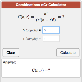 Combinations Calculator Ncr