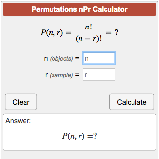 Permutations Calculator Npr