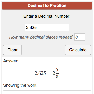 Decimals Equivalent To Fractions Chart