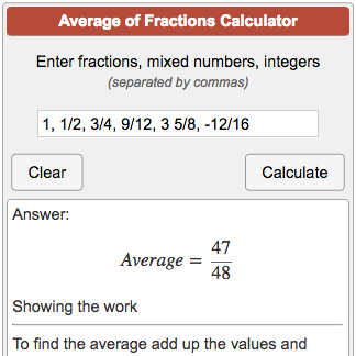 Fractions Average Calculator