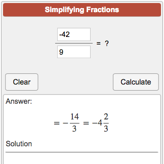 Equivalent Fractions Calculator Chart