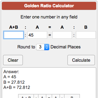 Golden Ratio Calculator