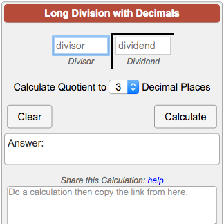 Long Division Calculator With Decimals
