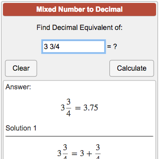 Mixed Number To Decimal Calculator