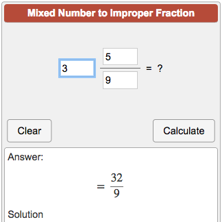Mixed Number To Improper Fraction Calculator