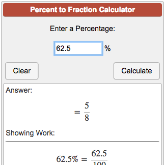 Fraction To Percentage Chart