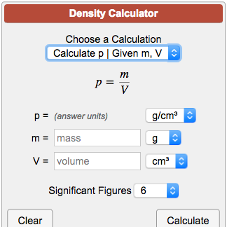 Density Calculator P M V