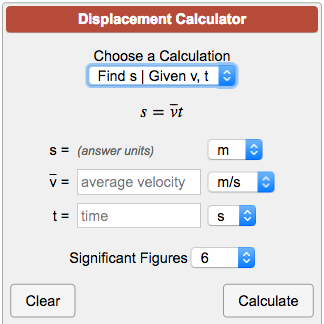Displacement Calculator S Vt