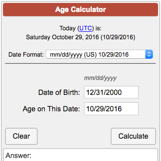 Age Conversion Chart