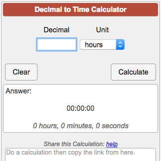 Time In Decimal Format Chart