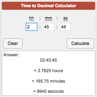 Minutes To Decimal Conversion