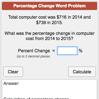 percentage change problem solving