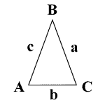 Isosceles Triangle Diagram with Angles A, B and C and sides opposite those angles a, b and c respectively