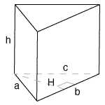 Triangular Prism Diagram with h = height and side lengths a, b and c